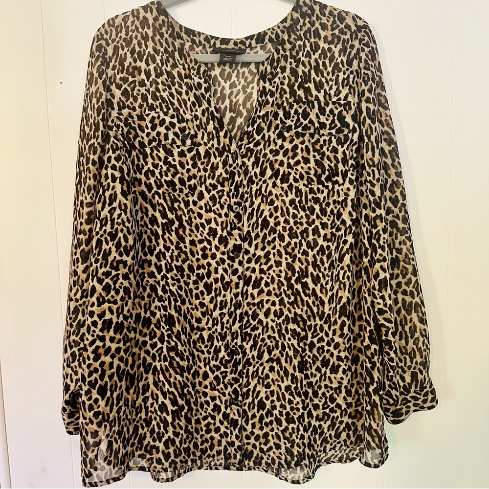 Lane Bryant Relaxed Leopard Print Button Top 18/20